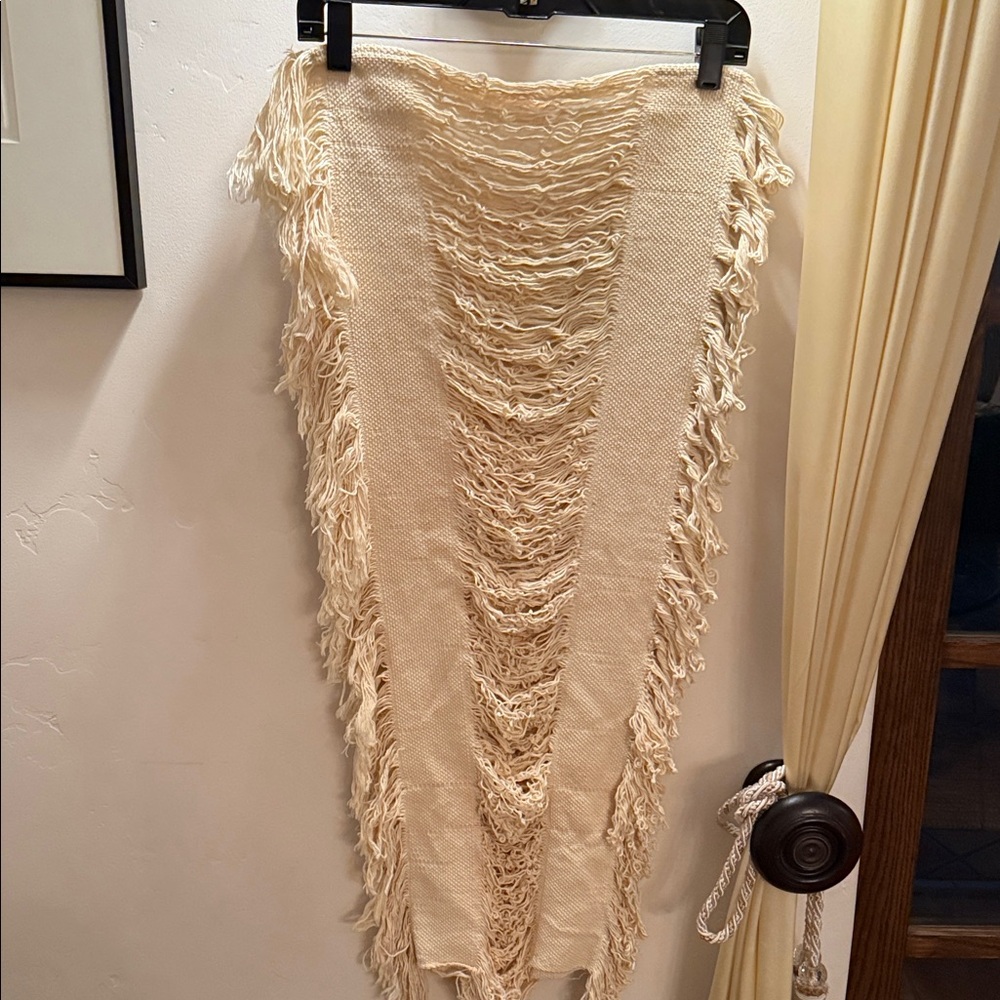 Sexy Cream Fringe Skirt for cover up bathing suit